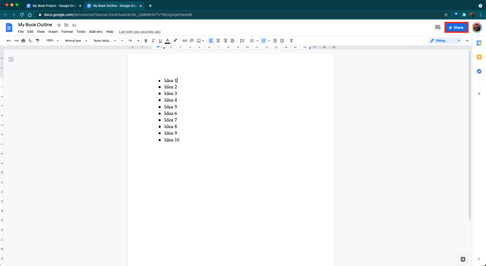 Outline your ideas in Google Docs